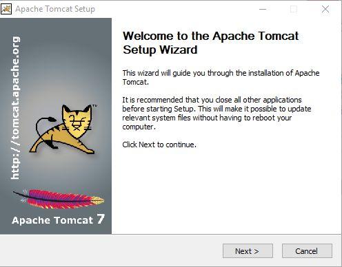 Click in Next in the Apache Tomcat Setup Wizard 8.