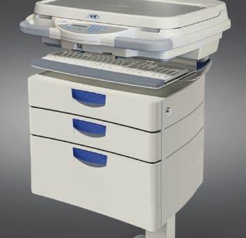 Shown configured with optional 3 storage drawer DC Power Platform AM Antimicrobial Protection VX35 Highlights Capsa VX35 computer carts provide an open-platform design and accommodate the latest