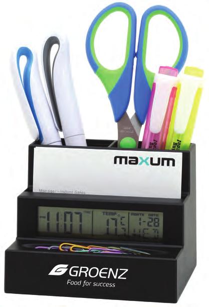 integrated pen holder and alarm clock