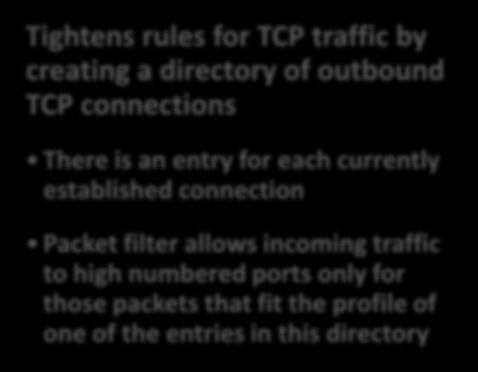 connection Packet filter allows incoming traffic to high numbered ports only for those