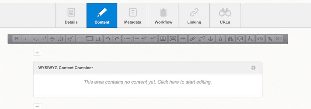 7. Navigate back to the Content screen of your standard page