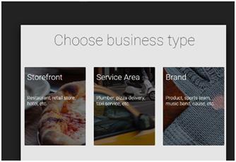 Service area and Storefront are options for local businesses, and brand is for the product type.