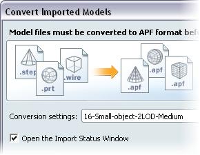To begin importing another file: In the Import Status dialog box, click Import Models. In the Import Models dialog box, select Shaver.stp.