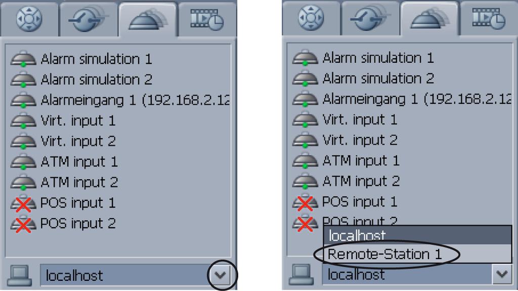 20 en The User Interface Bosch Recording Station 2.6.3 Displaying the alarm inputs After selecting the tab, all locally configured alarm inputs and their statuses are displayed.