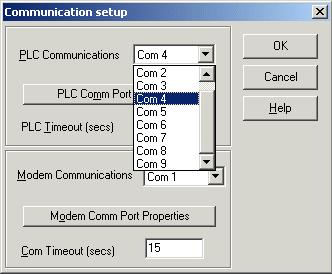 (3) Click the [PLC comm Port Properties] button, then the following dialogue is displayed.