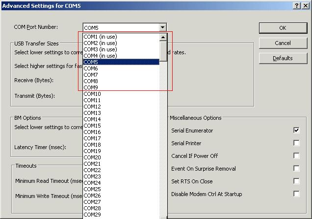 If it is assign to COM 10 or more even though you followed the above operations, change the COM port