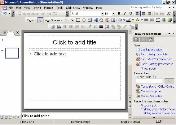 PowerPoint WELCOME Screen Layout Standard Toolbar Title Toolbar Formatting Toolbar Drawing Toolbar Minimize Button Restore Button Close Button