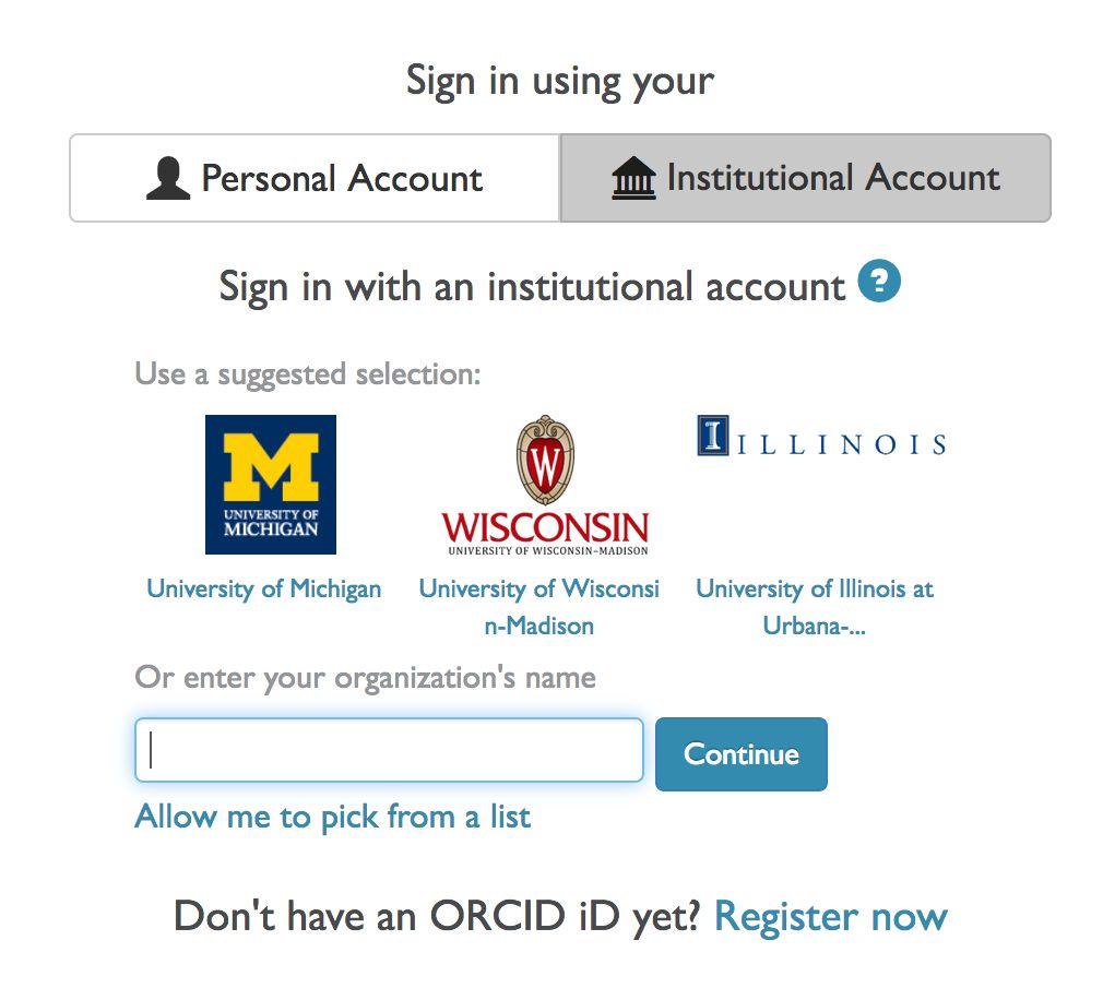 INSTITUTIONAL CONNECT Step 1: SIGN-IN Works already for many institutions using Shibboleth who participate in SURFconext and/or edugain federations.