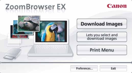 Downloading the Selected Still Images from ZoomBrowser EX 1 Click [Lets you select and download images].