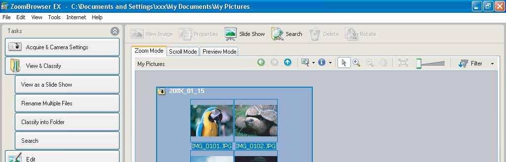 Searching for Images This task allows you to search for images by star rating, modification date, shooting date, comment or keywords. 1 Click [View & Classify] in the main window.