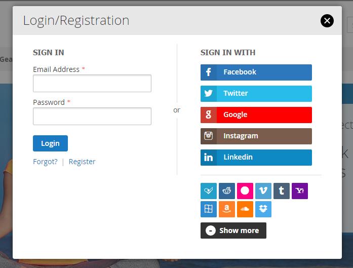 2. Login option with