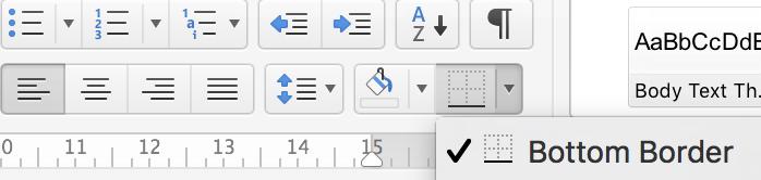 Select Layout Tab Spacing After 12 point Home Tab Select bottom border Left