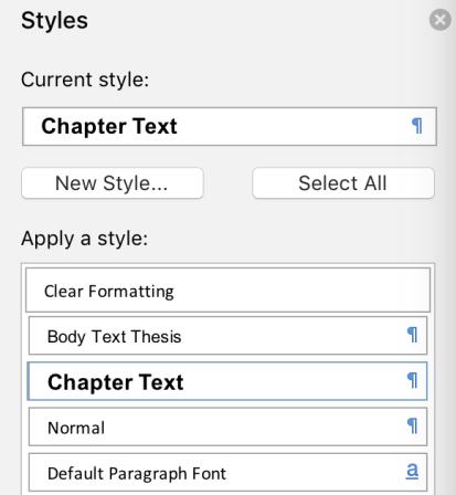 Using the Template Open Finder Double click the template file from Finder Documents/Thesis Template/Thesis Chapter Template.