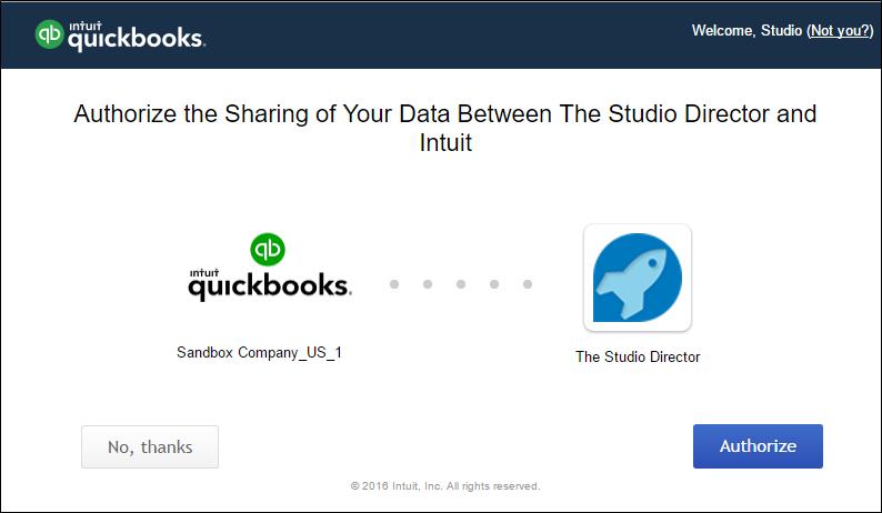 For the Online Version of QuickBooks In order for The Studio Director to export into the on-line version of QuickBooks, you will need to authorize The Studio Director to connect to your QuickBooks