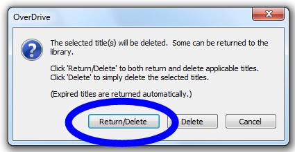 Click Return/Delete to return your eaudiobook early.