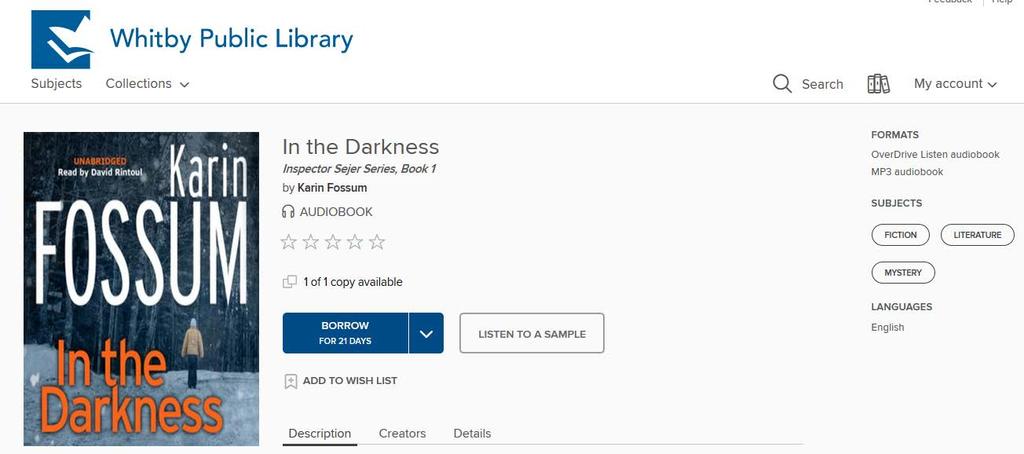 already checked out and that there is a Waitlist Check Out an eaudiobook To see a description of the book,