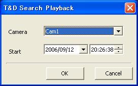 Play recorded images from the search result window displayed after searching by designating the start time of recording (Time & Date Search Playback)