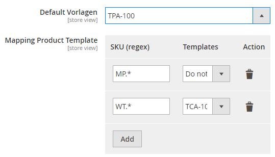 "Mapping". Mapping Product Template: Here you can define the required template for certain SKUs.