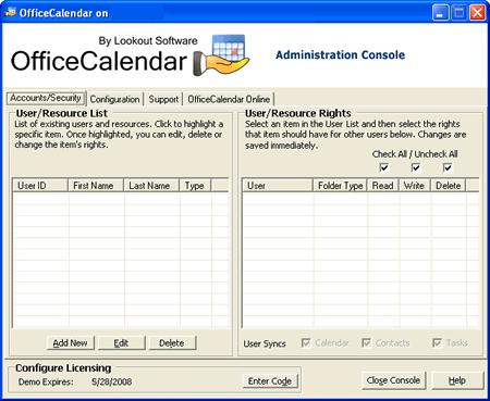 3. From the OfficeCalendar Administration Console click the Add New button. 4.