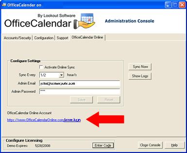 5. To log into your OfficeCalendar Online account, simply browse to your organization s OfficeCalendar Online login URL.
