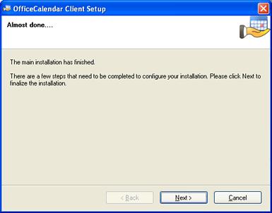 Please wait while the OfficeCalendar Client installs 7.