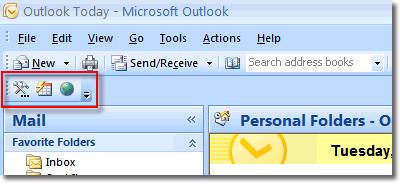 9. Start Microsoft Outlook on your computer. The OfficeCalendar Client added three icons to your Microsoft Outlook toolbar once installed (shown in the illustration below).