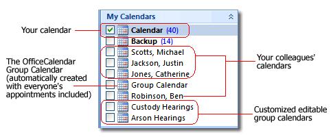 What is OfficeCalendar? Sharing Microsoft Outlook Calendars and More OfficeCalendar is a simple software program that allows you to share Microsoft Outlook calendars without Microsoft Exchange Server.