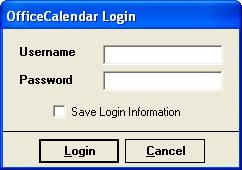 2. From the OfficeCalendar Login dialog box, enter your assigned Username and Password. 3.