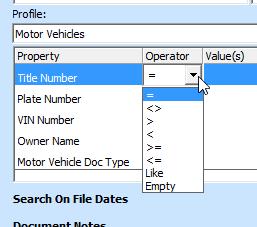 to) and enter in the value to search for. Click on the Operator to change it as needed.