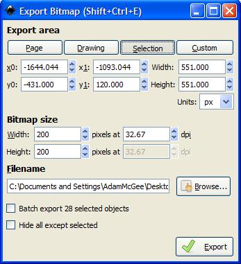 Exporting the Gauge Image Click on File Export Bitmap This brings up the Export Bitmap window, right.