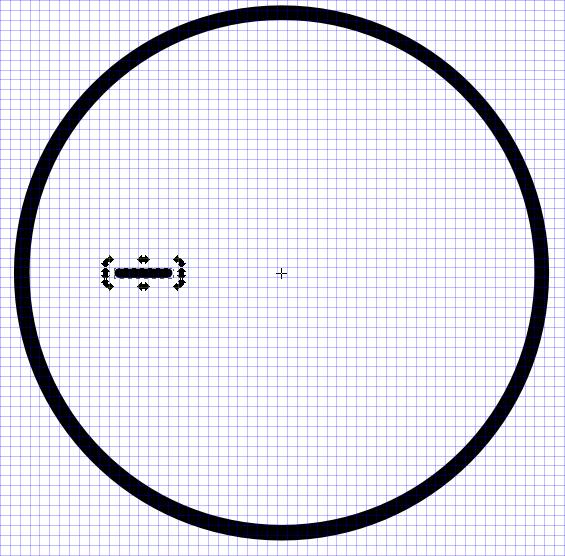By clicking and dragging on the cross it is possible to move it to the centre point of the circles.