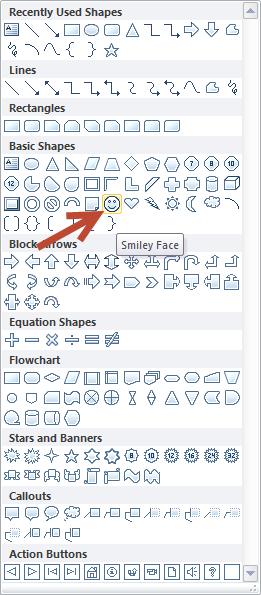 Go to Insert > Shapes and select the shapes you need.