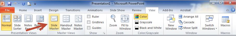 positions. STEP 1. Create a new presentation and then in the View menu, find Master > Slide Master.