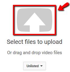 Your video will not be listed on YouTube and searchable by anyone trying to find it on the Internet. 4. Click on the Upload icon. 5.