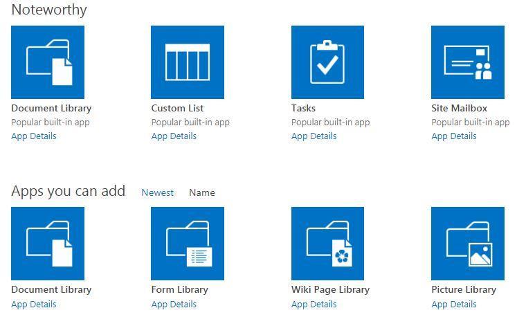 Adding Apps to your SharePoint Online site In addition to document libraries, SharePoint Online allows you to customize your site by adding other apps like task or issue trackers and calendars On the