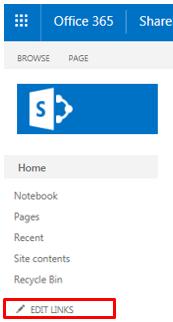 Top Link Bar The top link bar control displays links along the top of every SharePoint Online page.