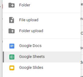 3. Choose Google Drive 4. Click new (red button on left) 5. Click Google Sheets 6.