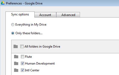Choose Preferences 4. Check the folders you wish to remain visible 5. Click Apply Sync folders from your desktop Google Drive to your online Google Drive This should be automatic.