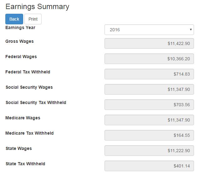 Employee Self Service Earnings Summary Employees can view and