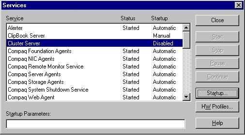 For Windows 2000 Clusters: On the Standby Node, stop the Cluster services, and then Disable the Startup Type.