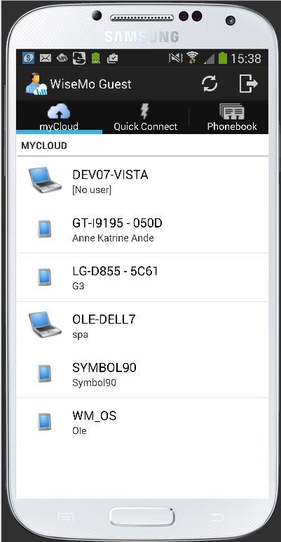 After login, the mycloud tab will show a list of hosts in your mycloud