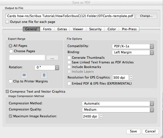 Exporting Your Scribus File as a Print-ready PDF (continued) Set the following specifications in the next series
