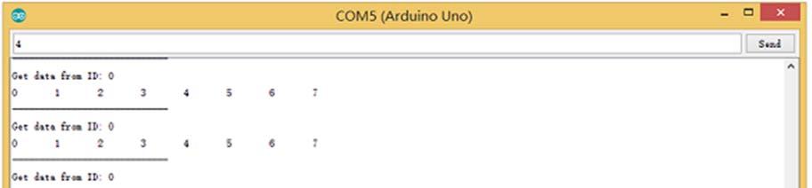 STEP4: View Result Open the Serial Monitor of Arduino IDE(slaver), you will get the data sent from the master. APIs 1.