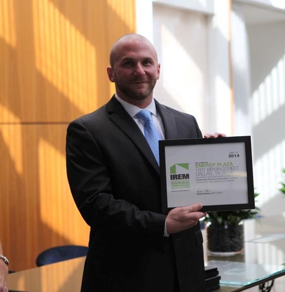Transwestern property manager David Bryant, CPM, with the certificate for his IREM Certified Sustainable Property in Dallas. HOW LONG IS THE CERTIFICATION GOOD FOR?