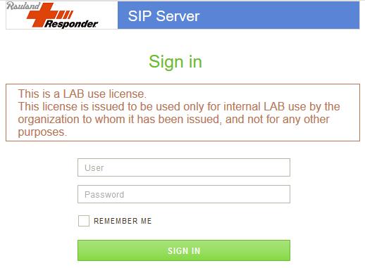 7.2. Configure Rauland SIP Server All administration is performed via web browser by navigating to the hostname or IP Address of the Rauland SIP Server.