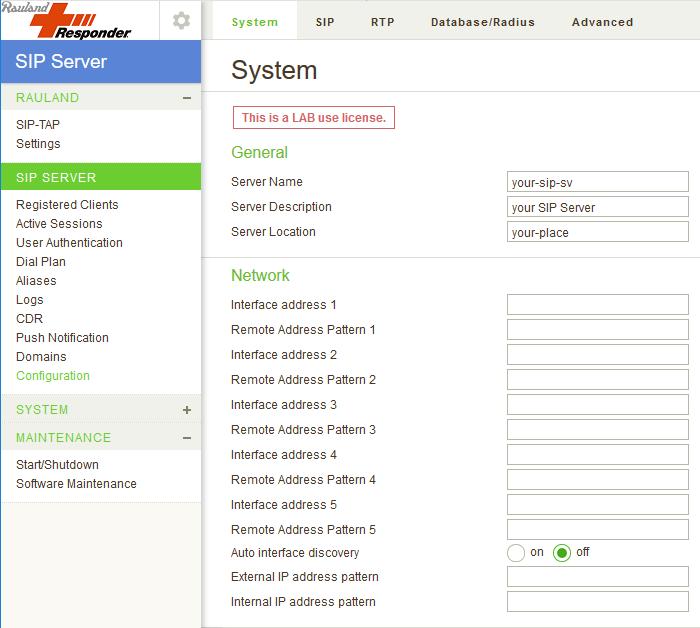 7.2.2. Configure SIP Server System Tab The following System