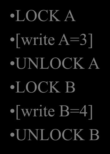 But this is not enough: User 1 LOCK A User 2 [write A=1]