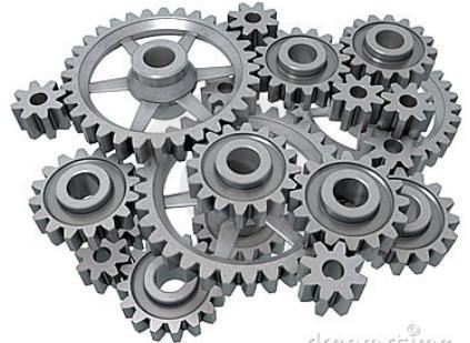 5. Cogwheels. A cogwheel is a toothed wheel and cogwheels are connected together when assembling machinery (see below).