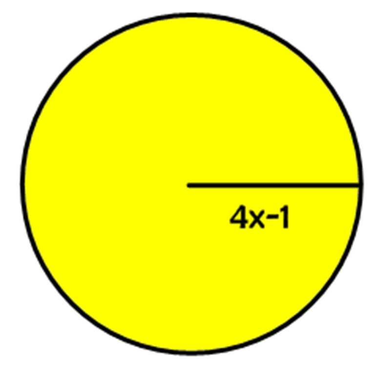 Area Formula: * =  Write an expression for the area of the circle.