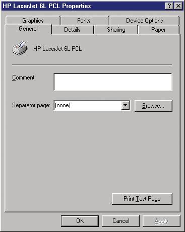On a Windows 95/98 platform, open the Printers window in the My Computer menu.